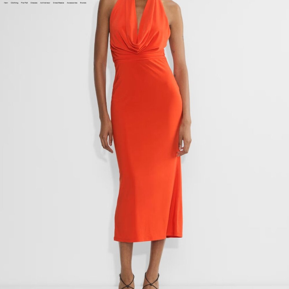 NWT Aritzia Stretch Jersey Cowlneck Halter Maxi Dress